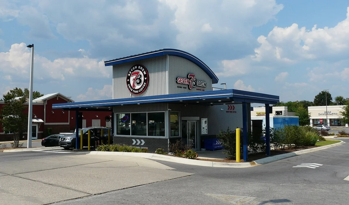 A 7 Brew drive-thru coffee stand in Niceville, Florida