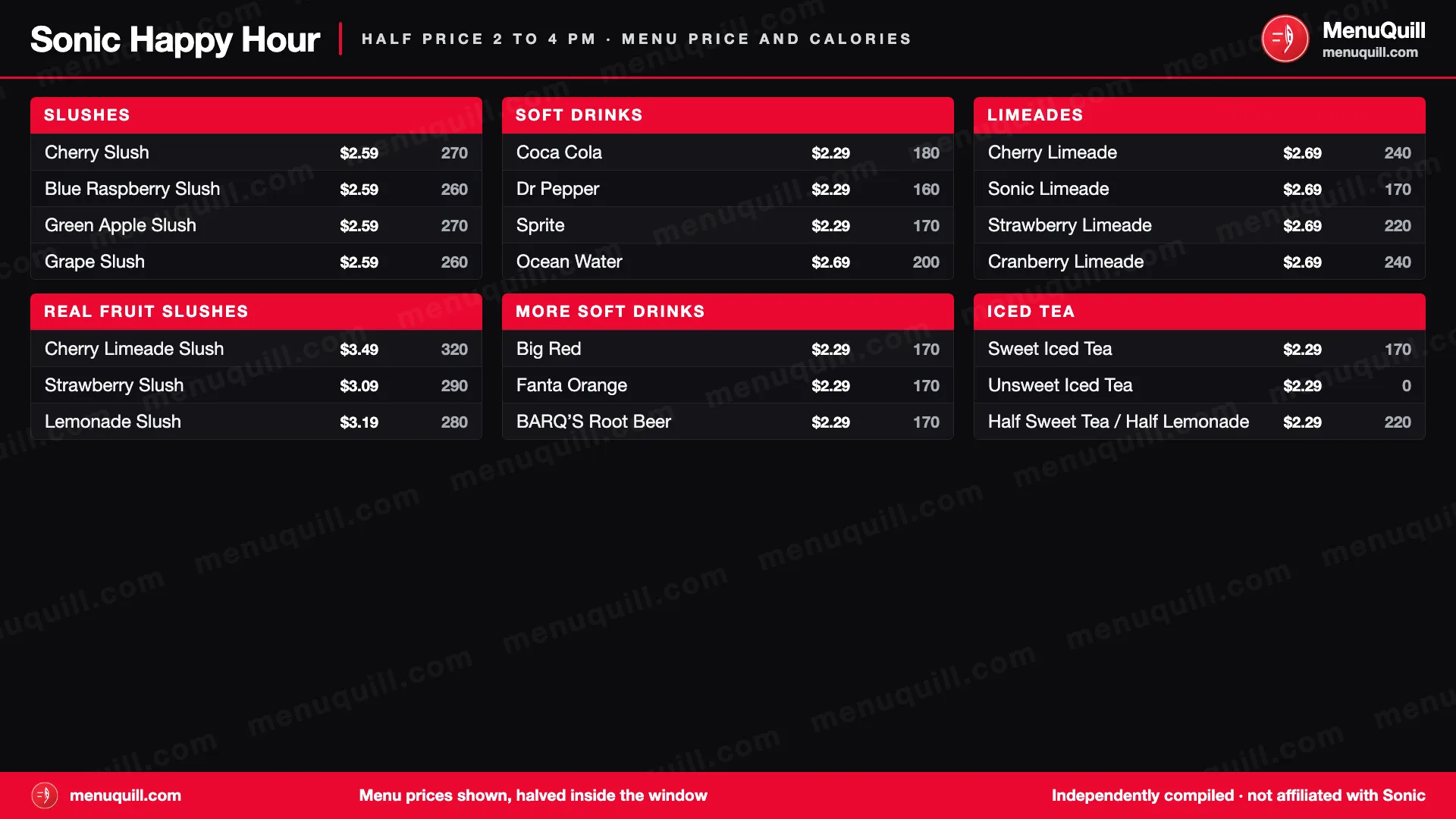 Sonic happy hour with prices