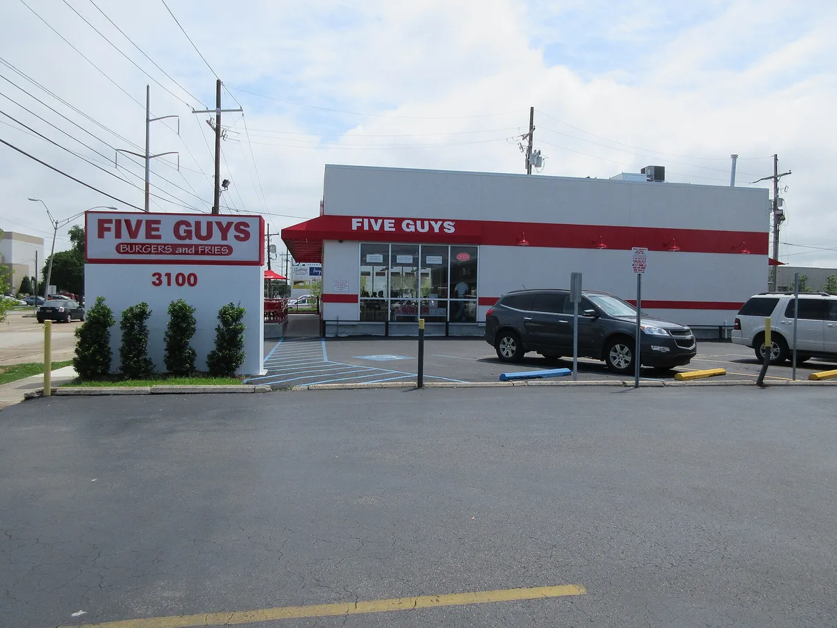 A Five Guys restaurant building in the United States